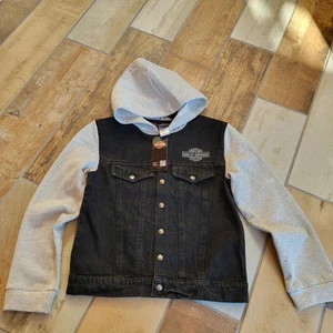 Neu mit Etikett Harley Davidson Denim & Fleece Jeansjacke mit Kapuze Gr. 12/14 Jungen Jugend Schwarz - Bild 1 von 4