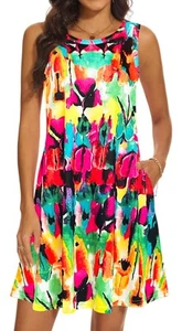 Summer Dresses for Women 2025 Casual Sundresses Beach Cover Ups Sleeveless Ts... - Picture 1 of 6