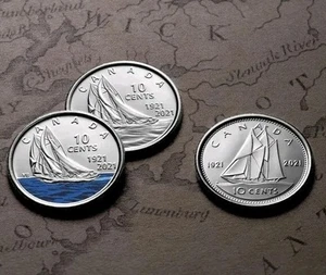 2021 Canada 10 cent Bluenose dimes - three different - from mint rolls - Picture 1 of 2