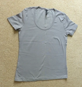 Ladies Grey Short Sleeve Scoop U Neck Cotton T Shirt from M&S - Size 12 - Picture 1 of 5
