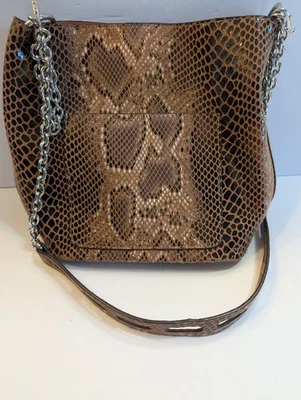 Sondra Roberts Squared Metal Chain Faux Snake Shoulder Bag - Image 1 of 4