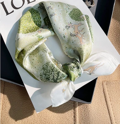 100% Mulberry Silk Scarf Neckerchief Shawl 53X53cm plant Print Bandana wrap new - Image 1 of 4