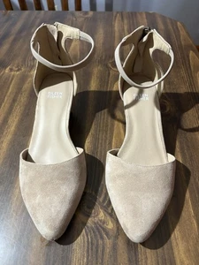 Eileen Fisher Pumps 2 Zoll Absatz Knöchelriemen Reißverschluss hinten Gr. 9 hellbraun Wildleder professionell - Bild 1 von 15