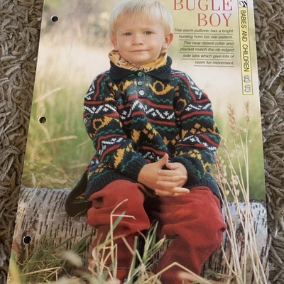 VINTAGE CREATIVE NEEDLES PATTERN - BUGLE BOY KNITTED IN DK YARN  - Image 1 of 4