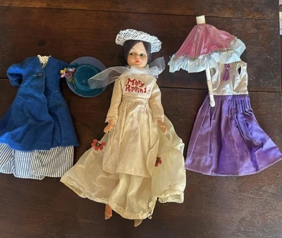 Vintage Horsman Mary Poppins 12” Doll Original Outfit Coat Hat & Parasol 1960s + - Image 1 of 4