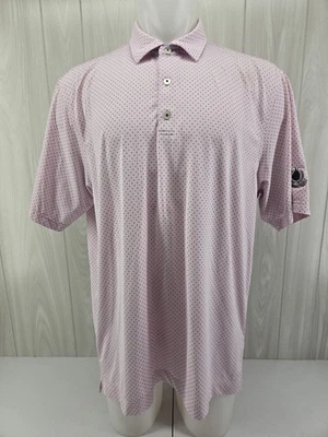 Footjoy Golf Polo Shirt Mens Large Pink Black Polka Dot Burning Tree Club - Image 1 of 4
