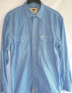 Larry Mahan Mens Large Pearl Snap Long Sleeve Western Shirt Checked - Picture 1 of 10