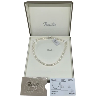 COLLANA DONNA GIROCOLLO DI PERLE COLTIVATE DI ACQUADOLCE ORO BIANCO 18KT FIRMATA - Immagine 1 di 4