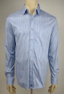 Butter Cloth blue heathered flip cuff long sleeve button front shirt mens Medium - Picture 1 of 8
