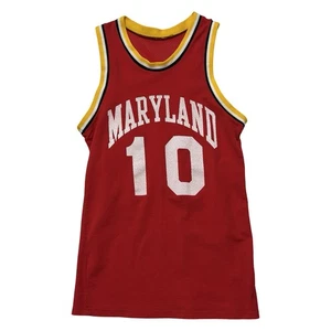 Vintage 90s Maryland Terrapins Basketball Jersey Mens Red NCAA College Number 10 - Picture 1 of 4