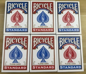 6 Fahrrad Spielkarten Decks rot & blau, sehr wenig benutzt. TOP Zustand! - Bild 1 von 5