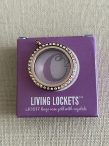 Origami Owl LK1017 Large Rose Gold Locket w/Crystals "New in Box" - Picture 1 of 5