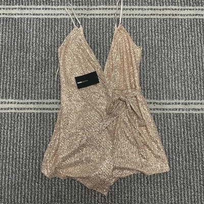 Nuevo con etiquetas Moda Bonito Mameluco Para Mujer Mediano Imitación Envoltura Rosa Melocotón Lentejuelas Festivo Foto 1 de 4