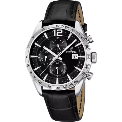 Orologio Uomo Festina in Pelle Timeless Chronograph Cronografo F16760/4 Nero - Immagine 1 di 2