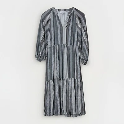 Vestido Gibson Latimer para mujer talla S blanco negro maxi manga abullonada en capas Foto 1 de 4