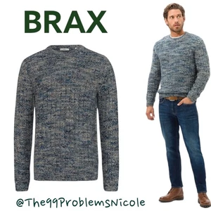 Suéter Pullover BRAX Rick Structure Denim Azul Mezcla Alpaca - Imagen 1 de 8