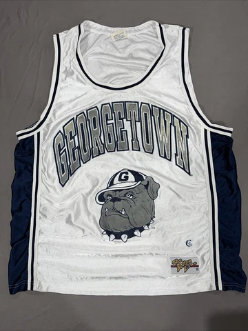 The Bottom Line Georgetown Basketball Jersey Size 2XL White And Navy Blue (218) Cover