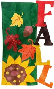 Herbst Banner Flagge fallende Blätter Sonnenblume Eichel 11x19 Zoll Herbst saisonale Deko - Bild 1 von 8