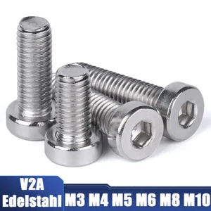 Zylinderschrauben M3-M10 Edelstahl A2 DIN 7984 niedriger Kopf V2A Innensechskant - Picture 1 of 8