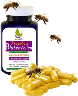 Propolis pur + Blütenpollen 120 Kapseln Natur Pur - Kein Extrakt. 25603 - Bild 1 von 4