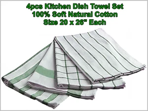 Juego de 4 toallas de cocina, 100 % algodón natural suave tamaño 20" x 26" cada una - NUEVO - Imagen 1 de 9