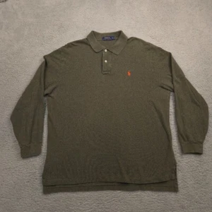 Polo Ralph Lauren Long Sleeve Polo Shirt Mens XL Green Red Pony Classic Fit - Picture 1 of 10