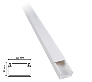 2 mt Canalina per cavi elettrica 100x60 mm in plastica passacavi bianco coprifil - Foto 1 di 4