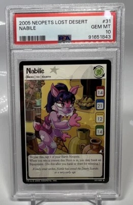 Nabile 31/100 Neopets Card Lost Desert Set 2005 TCG PSA 10 - Image 1 of 2