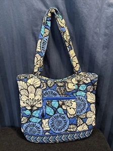 Vera Bradley Blue Bayou Tote Bag Blue White Double Handle      P1 - Picture 1 of 10