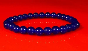 Blue Jade Gemstone Bracelet 6mm Malay Jade - Picture 1 of 2