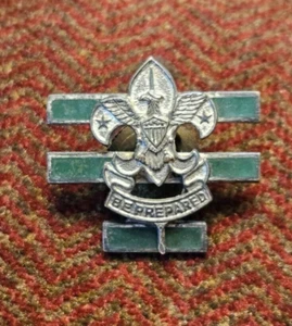 1920's Era Boy Scout SENIOR PATROL LEADER GREEN ENAMEL & SILVER- Screw Back - Picture 1 of 2