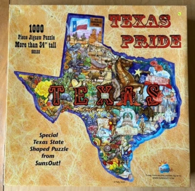 SunsOut "Texas Pride" 1000 pc Shaped Puzzle -- RARE!!! - Image 1 of 2