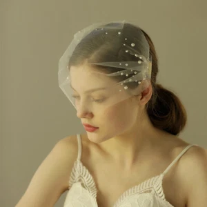 Bride Accessories White Birdcage Veil Simple Tulle Wedding Fishnet Blusher - Picture 1 of 7