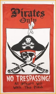 PIRATE FLAG 3' X 5' "PIRATES ONLY NO TRESPASSING ALL OTHERS WILL WALK THE PLANK" - Picture 1 of 1