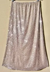 OLD NAVY SEQUIN MAXI SKIRT LINED SILVER SHINE SZ M ~NWT~ - Picture 1 of 1
