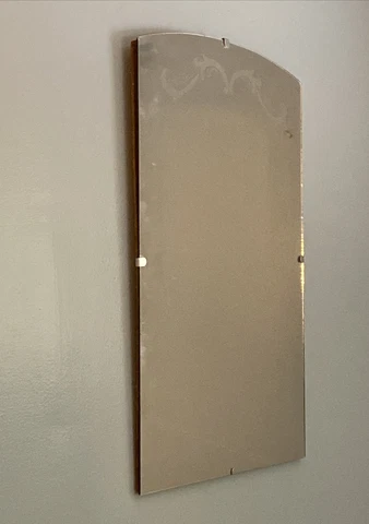 Mirror wall, etching on top Art Deco Antique 20” by 14” wood backing Cover