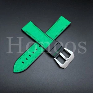 Correa de reloj vulcanizada plateada verde perfecta para Panerai 44 mm Luminor 24 mm - Imagen 1 de 4