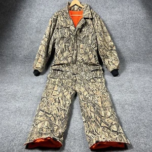 Brush Camo Coveralls Mens L 42-44 Camo Orange Reversible Insulated Hunting Avid - Picture 1 of 14