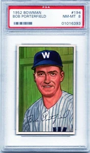 1952 BOWMAN # 194 BOB PORTERFIELD,SENATORS-PSA 8++++++VIVID BEAUTY BEAUTY ! - Picture 1 of 1