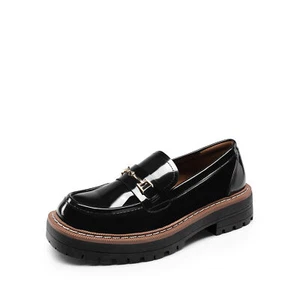 Women Dress Loafers Slip On Chunky Heels Office College Walking Comfort Shoes - Picture 1 of 17