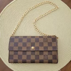 LV Louis Vuitton Damier Ebene Long Sarah Wallet on Chain Vintage - Picture 1 of 14