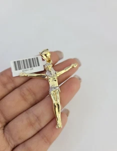 10k Jesus Crucifix Charm Pendant REAL 10Kt Religious Yellow Gold Genuine. - Picture 1 of 5