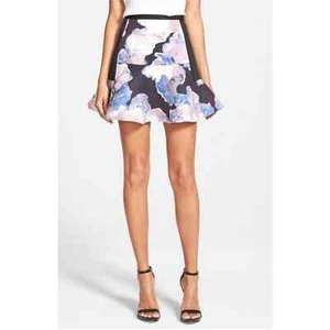 Finders Keepers Black and Purple Floral Path of Rhythm Skirt Size Medium - Picture 1 of 13
