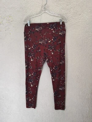 Lularoe女式裤子高曲线棕色花卉印花聚乙烯混纺拉裤 — 第 1/4 张图片