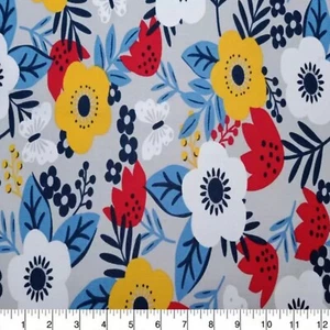 Vetrina Quilter's tessuto cotone semplice floreale rosso navy / venduta da cantiere - Foto 1 di 1