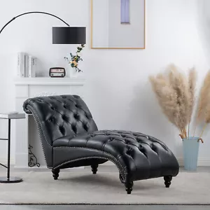 PU Leather Chaise Lounge Sofa Couch Upholstered Sleeper Sofa Chair Living Room - Picture 1 of 9