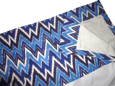 ROSE TREE (1) NEW HAVEN LINED VALANCE BLUE CHEVRON 19 X 80 - Image 1 of 4