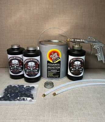 GALLON FLUID FILM BLACK PRO GUN, 3 BOTTLES, 2 WANDS, AND 50 PLUGS - Image 1 of 2