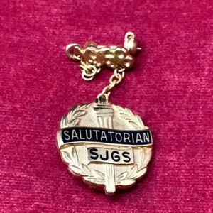 1958 Vintage School Medals SALUTATORIAN From SJGS Pin Gold - Picture 1 of 5