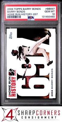 Topps Barry Bonds 2006 historia de jonrones 697 #bb697 Barry Bonds Pop 1 PSA 10 Foto 1 de 3